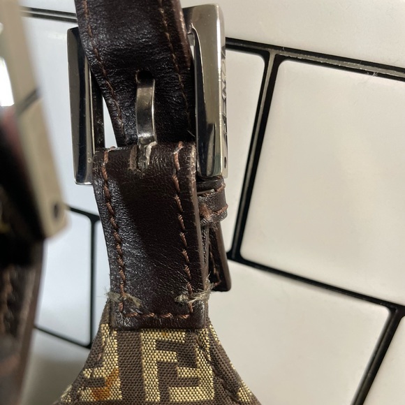 Vintage Fendi Brown Zucchino Canvas and Leather Borsa Piccola Satchel - Picture 8 of 16